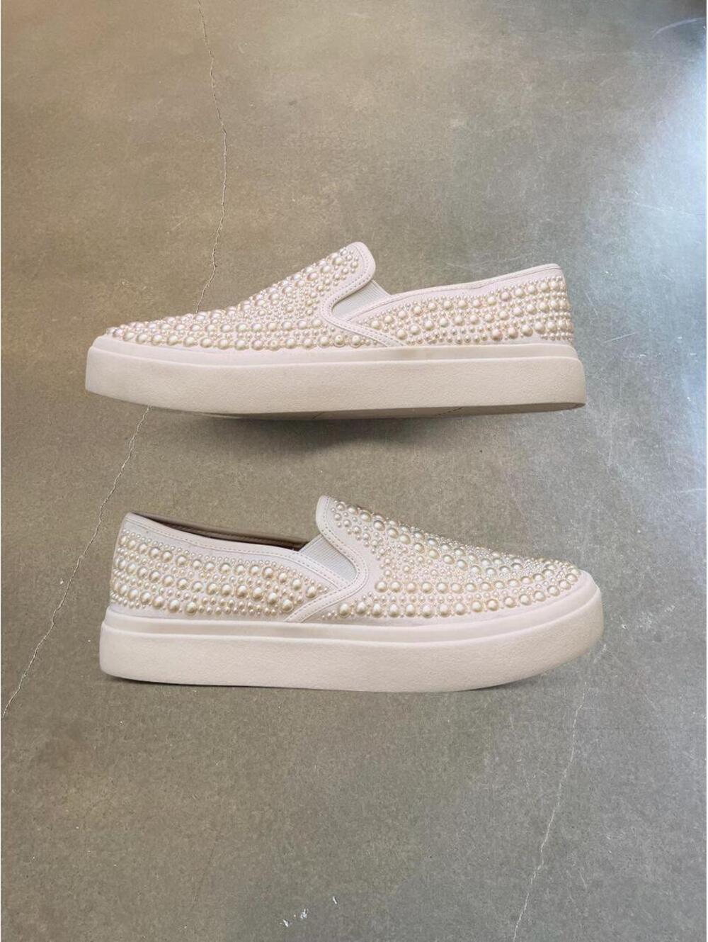 INC International Concepts Pearl Embellished Platform Slip On Sneakers Size 9